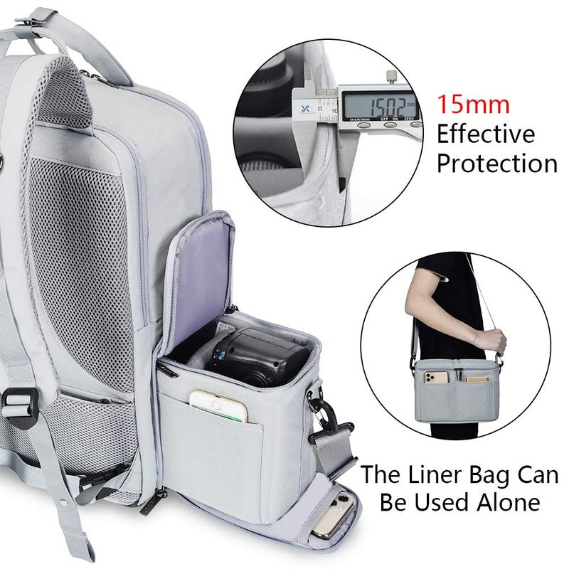 CADeN Camera Backpack w/ 15.6" Laptop Compartment, USB Charge Port, Tripod Holder, Rain Cover Compatible for Sony Canon Nikon - Image 3
